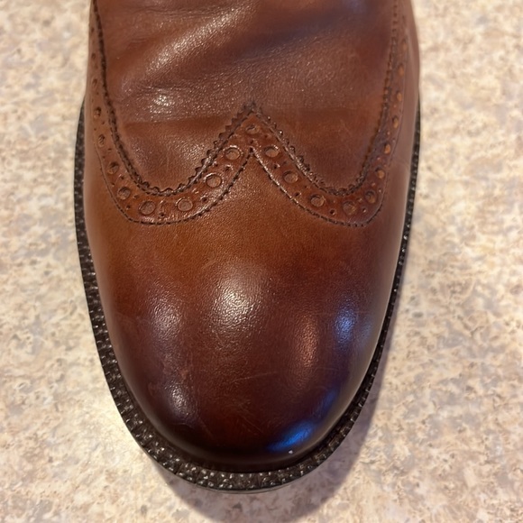 Cole Haan Mens Brown Wingtip Leather Oxfords - Picture 2 of 11